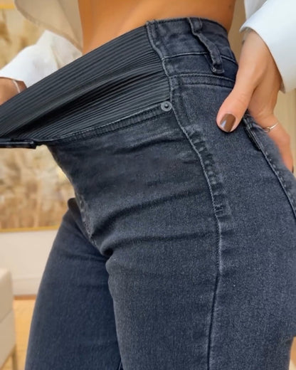 Hochtaillierte Gerade Jeans