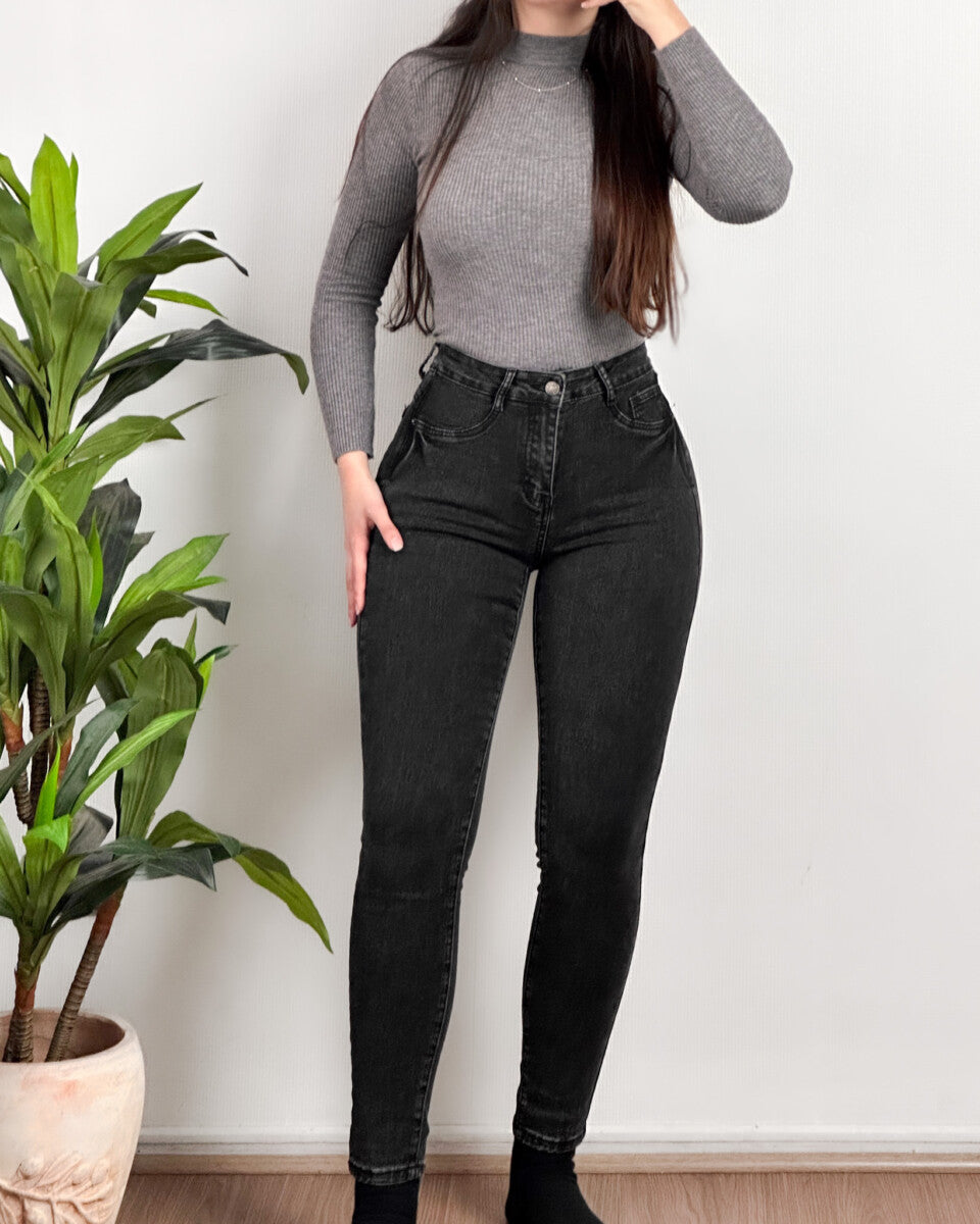 Dunkle graue Faja-Jeans