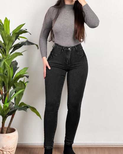 Dunkle graue Faja-Jeans