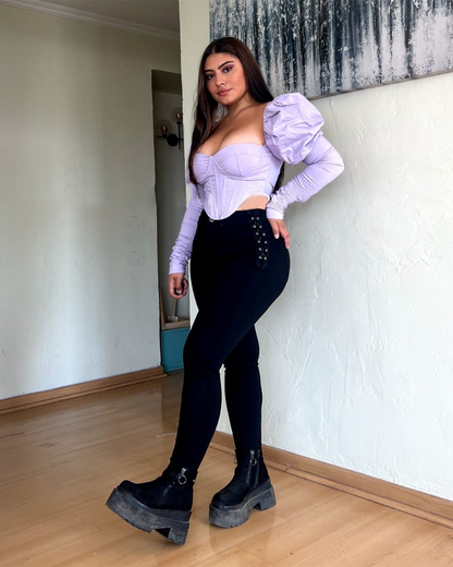 Hellblaue Geflochtene Jeans