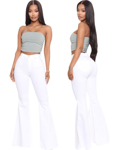 Hoch taillierte Bootcut-Jeans mit Stretch und Po-Lift