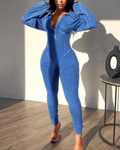 Baddie Mineralgewaschener Korsett-Jumpsuit