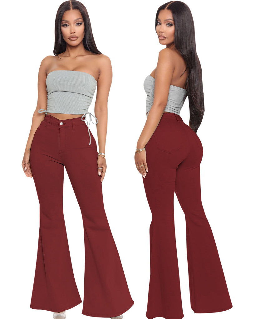 Hoch taillierte Bootcut-Jeans mit Stretch und Po-Lift