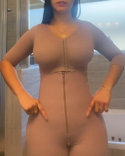 High Compression Bauchkontroll-Mittellang-Faja mit Ärmeln