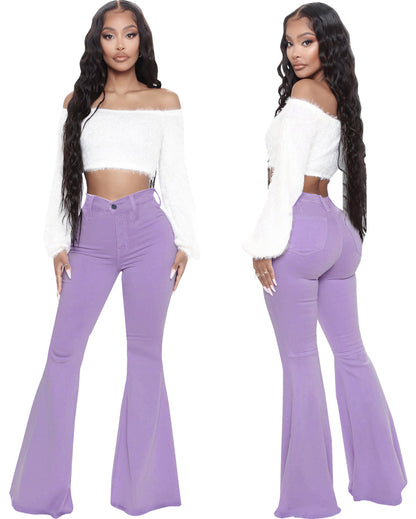 Hoch taillierte Bootcut-Jeans mit Stretch und Po-Lift