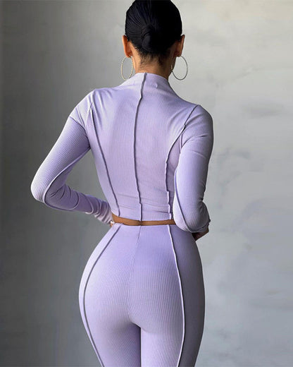 Workout-Set - Crop Top und Hochtaillierte Leggings