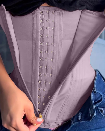 Reißverschluss- und Knopfleiste Körperformer Tanktop