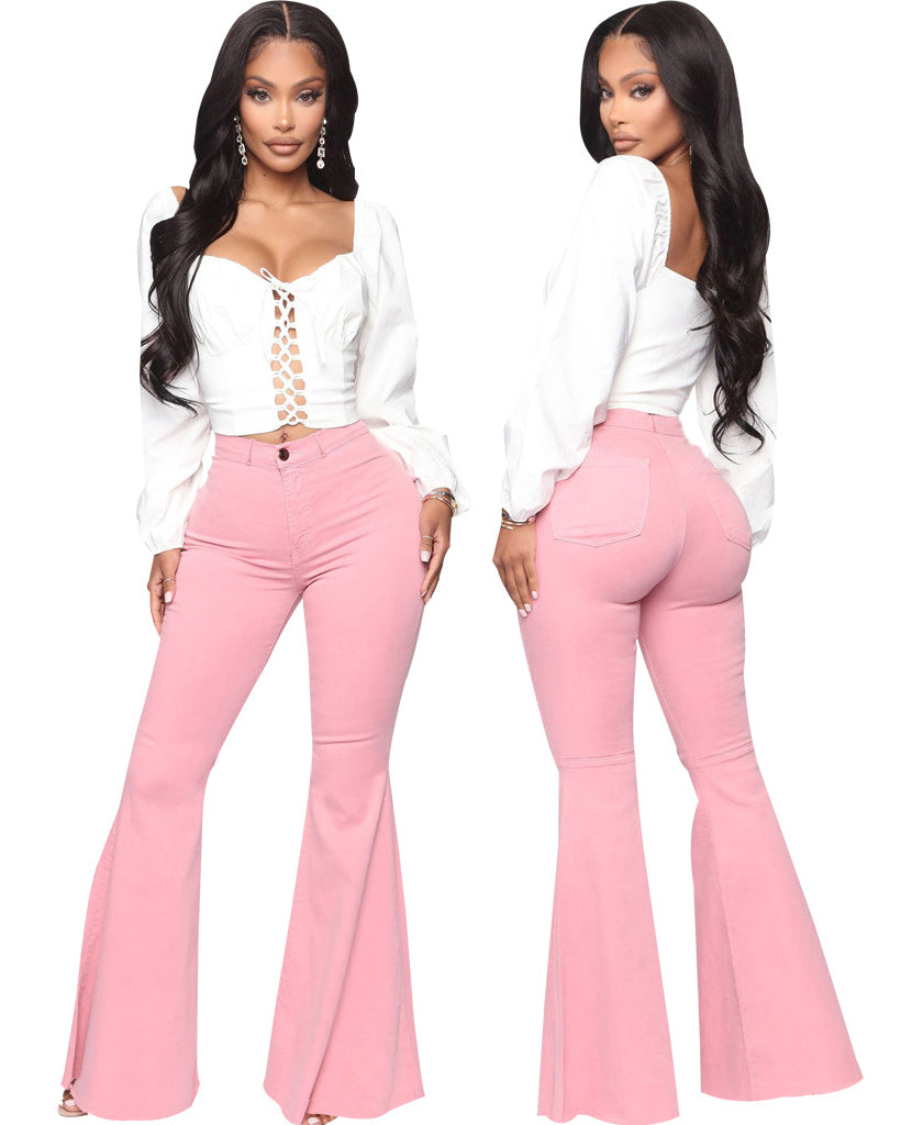 Hoch taillierte Bootcut-Jeans mit Stretch und Po-Lift